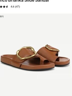 Franco Sarto Brianka Slide Sandal in Brown with Gold Buckle